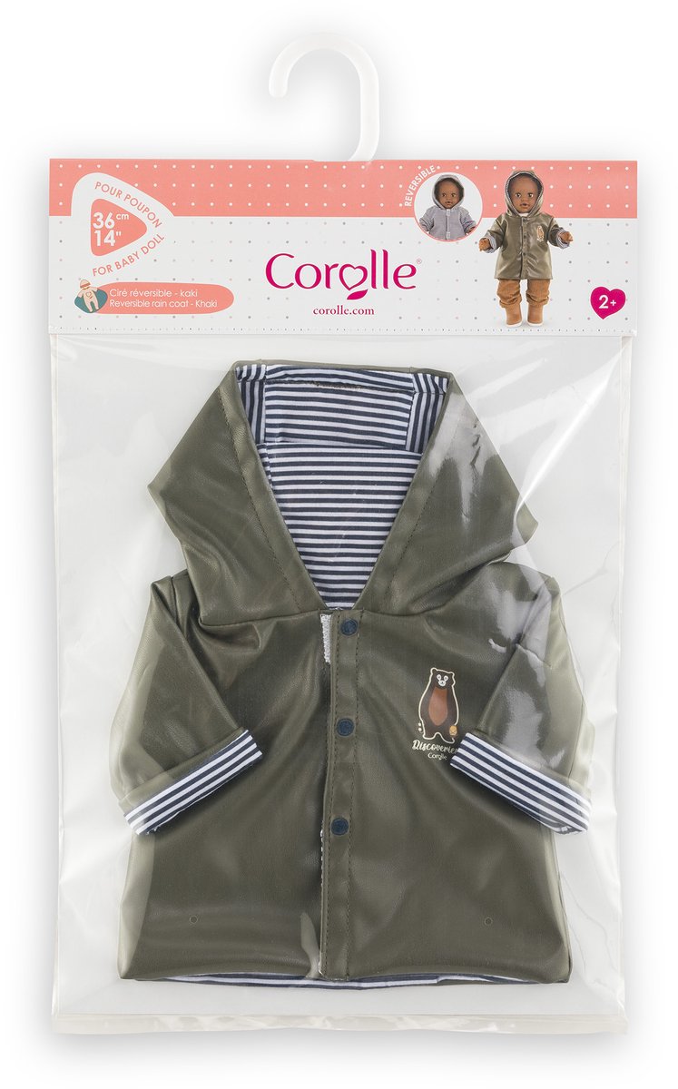 Load image into Gallery viewer, Corolle poppen regenjas - poppenaccessoire 36cm teddybeerprint.