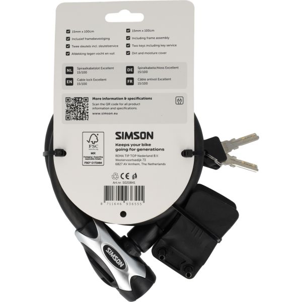Load image into Gallery viewer, Simson spiraalkabelslot excellent size l - 15mm x 100cm