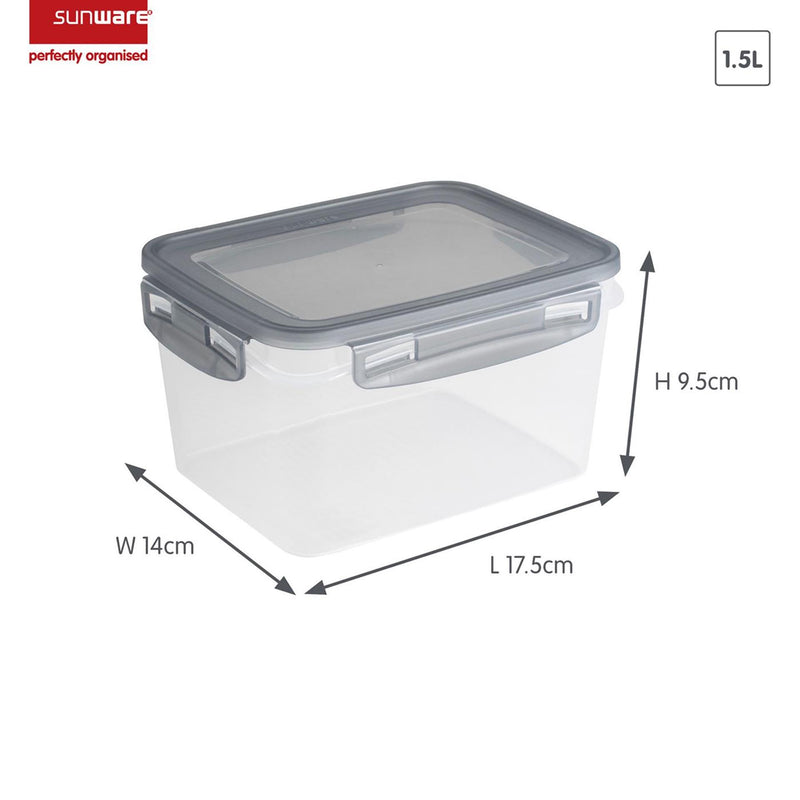 Load image into Gallery viewer, Sunware club cuisine diepvriesdozenset met clips set van 3 1,5l transparant grijs