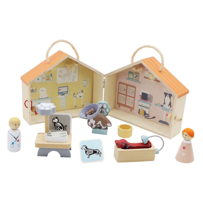 Afbeelding laden in galerijviewer, Lobbes houten dierenarts speelset, 13dlg.