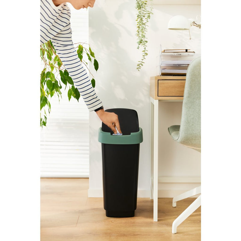 Load image into Gallery viewer, Rotho twist afvalbak 50l mistletoe groen antraciet