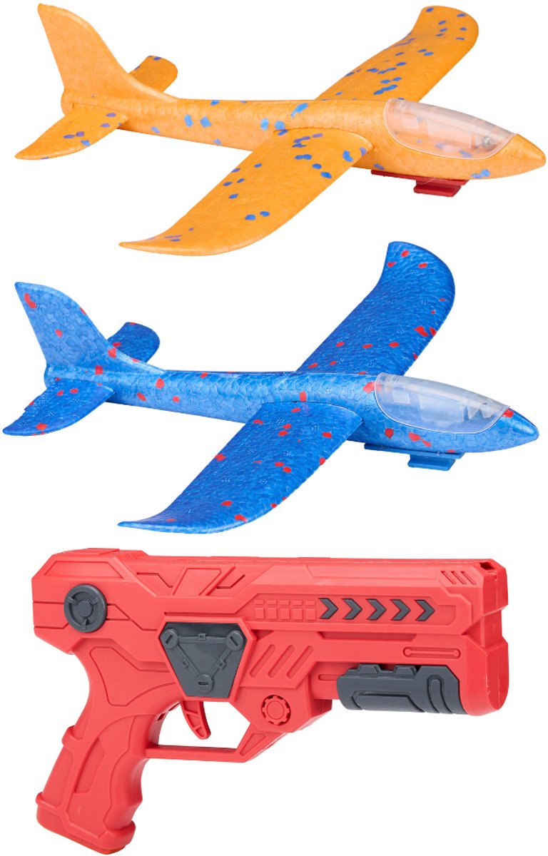 Load image into Gallery viewer, Eddy toys glider gun 2-in-1 - pistool met zweefvliegtuig - launcher speelgoed met glider vliegtuig - speelgoed vliegtuig met lanceerpistool - 1 willekeurige kleur