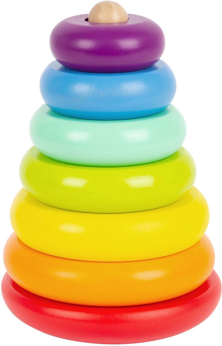 Load image into Gallery viewer, Small foot - houten stapeltoren regenboog, 7dlg.