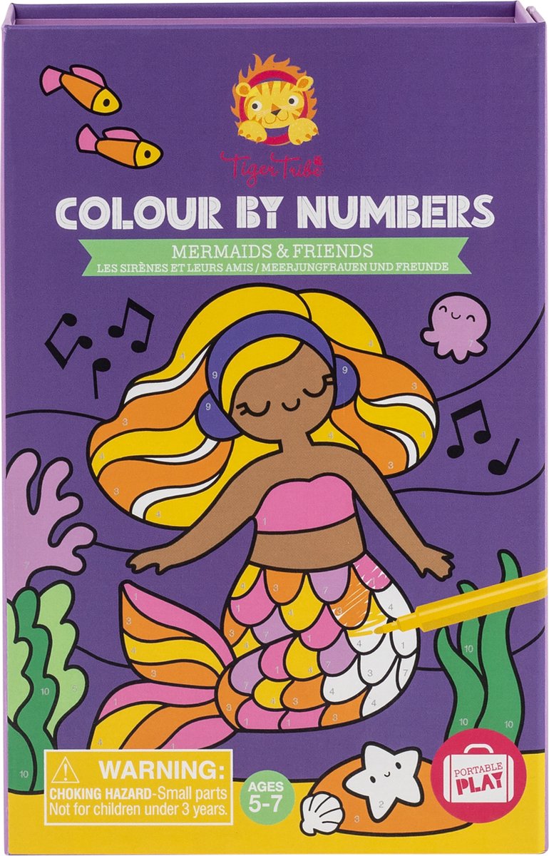 Load image into Gallery viewer, Tiger tribe meeneem colour by numbers mermaids +4 jaar*