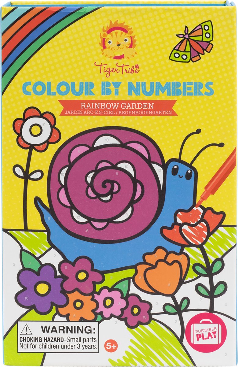 Load image into Gallery viewer, Tiger tribe kleurboek kleuren op nummer incl. stiften - regenboog tuin