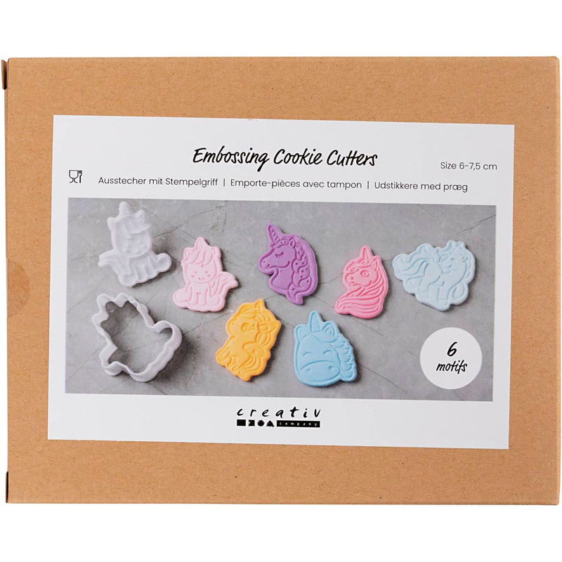 Afbeelding laden in galerijviewer, Https: www.cchobby.nl uitsteekvormen-met-stempel-eenhoorn-afm-6-7-5-cm-wit-6-stuk-1-doos