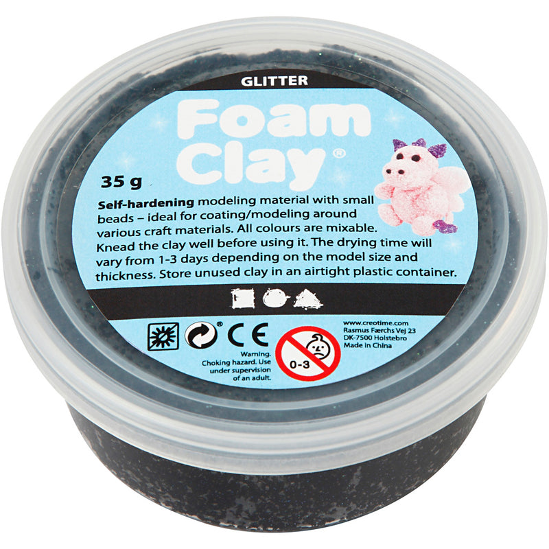 Afbeelding laden in galerijviewer, Https: www.cchobby.nl foam-clayr-zwart-glitter-35-gr-1-doosje