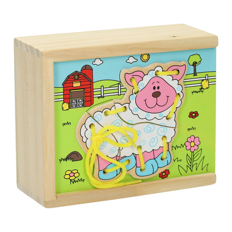 Load image into Gallery viewer, Lobbes houten rijgpuzzel boerderij, set van 4