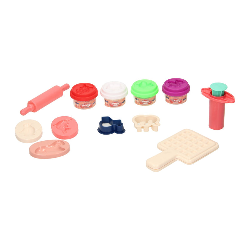 Load image into Gallery viewer, Lobbes speelgoed bv lobbes kleiset wafelijzer speelset - 4 kleuren klei en gereedschap.