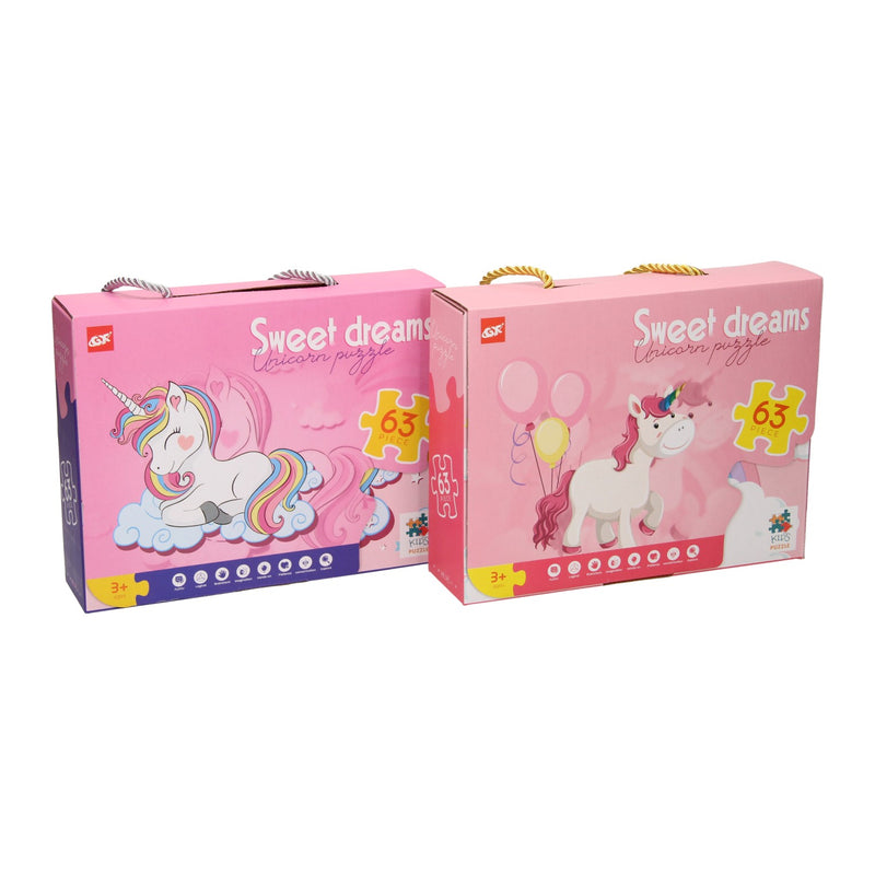 Load image into Gallery viewer, Lobbes speelgoed bv lobbes legpuzzel unicorn karton 63 stukjes fantasie puzzel kinderen.
