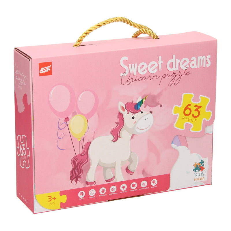 Load image into Gallery viewer, Lobbes speelgoed bv lobbes legpuzzel unicorn karton 63 stukjes fantasie puzzel kinderen.