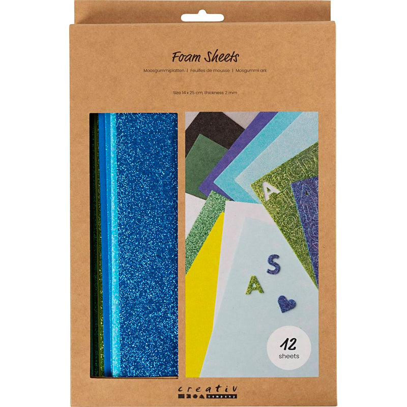 Afbeelding laden in galerijviewer, Https: www.cchobby.nl foam-vellen-afm-14x25-cm-dikte-2-mm-blauw-groen-harmonie-12-vel-1-doos