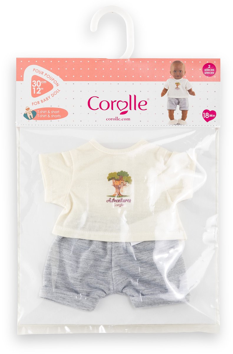 Load image into Gallery viewer, Corolle poppenoutfit t-shirt en korte broek kleine ontdekker 30cm.