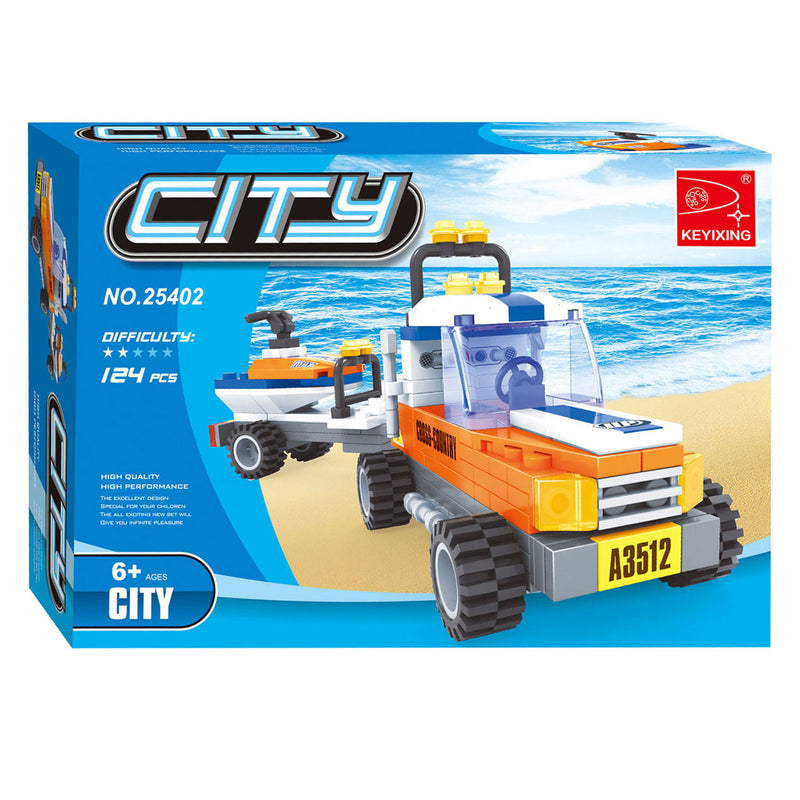 Load image into Gallery viewer, Lobbes speelgoed bv lobbes bouwset strand reddingsdienst truck jetski 124-delig speelgoed.