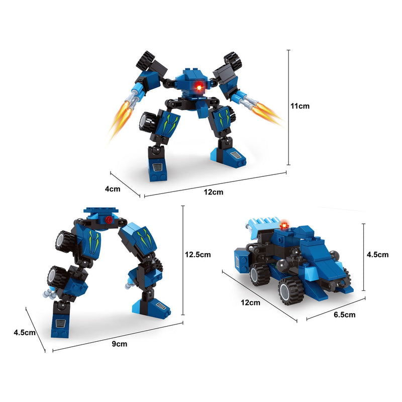 Afbeelding laden in galerijviewer, Lobbes speelgoed bv lobbes bouwset transformeerbare robot titan blauw 71-delig speelgoed.