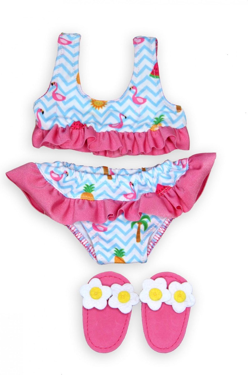 Load image into Gallery viewer, Heless poppen bikini met slippers flamingo, 35-45 cm