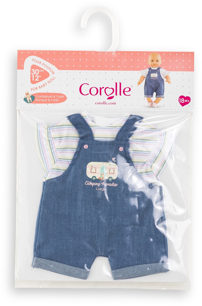 Load image into Gallery viewer, Corolle jeans overall met t-shirt kleine ontdekker - 30cm
