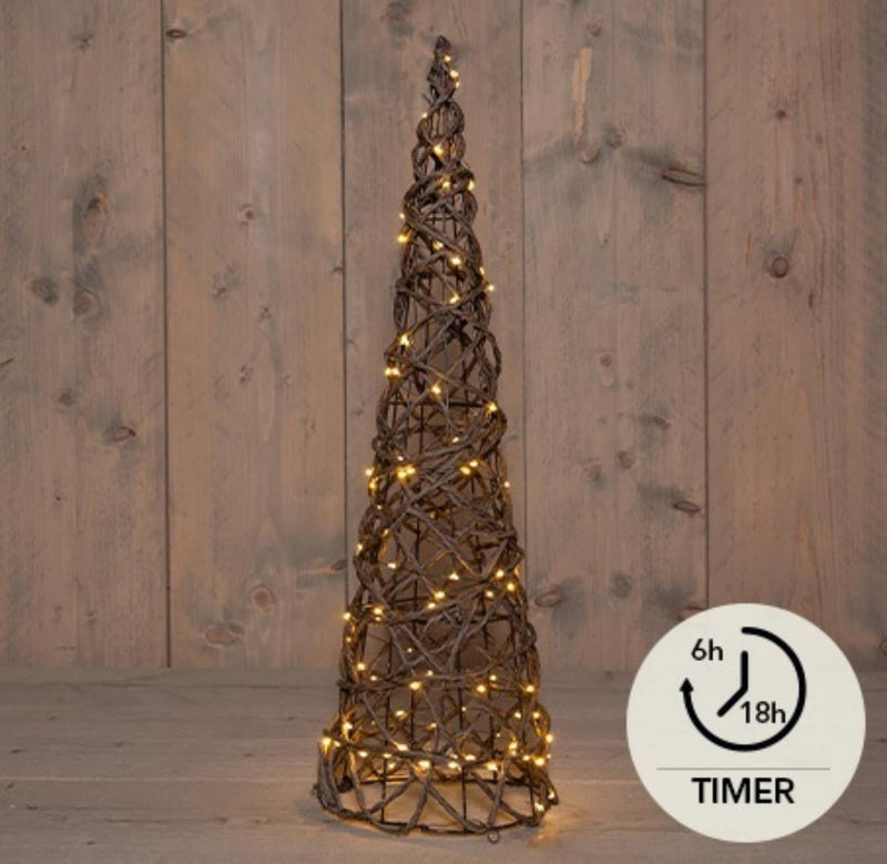 Load image into Gallery viewer, Anna's collection verlichte kegel 100led classicwarm 60cm werkt op 3xaa batterijen met 6uur timer