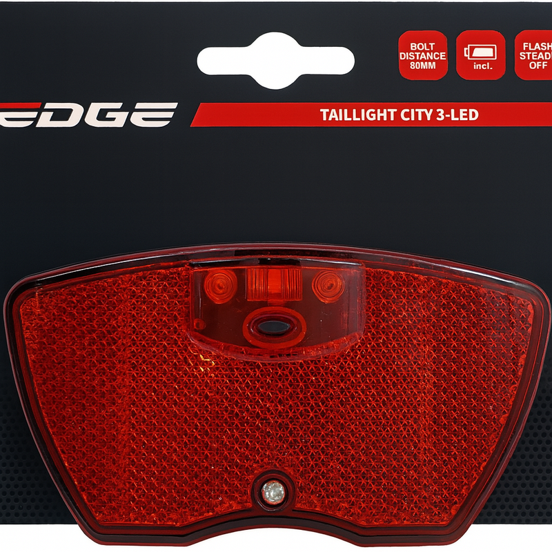 Load image into Gallery viewer, Edge dragerachterlicht city - 3 leds -80mm- inclusief batterijen (op kaart)