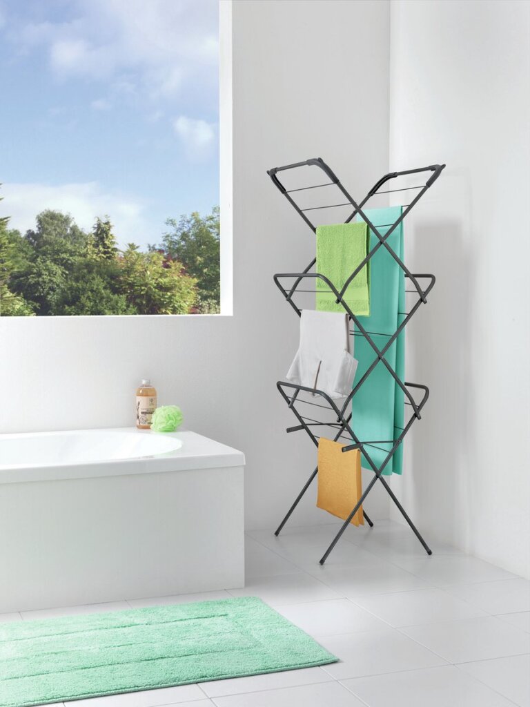 Load image into Gallery viewer, Tomado-metaltex tomado droogrek concerto 9,5m drooglengte zwart met haakjes voor kledinghangers