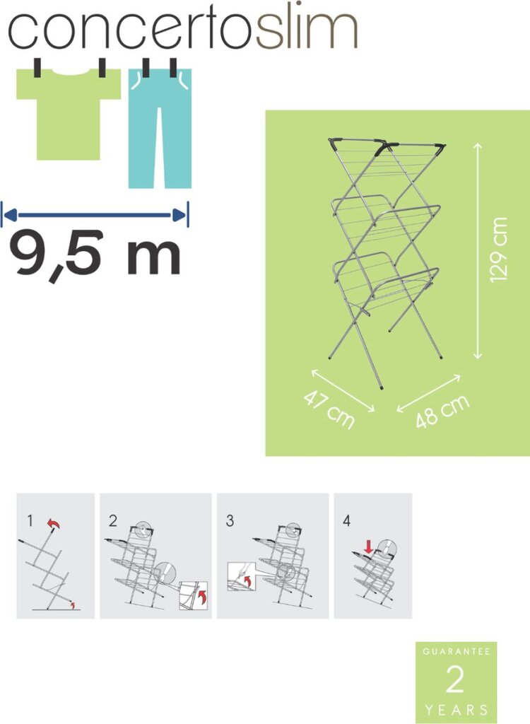 Load image into Gallery viewer, Tomado-metaltex tomado droogrek concerto 9,5m drooglengte zwart met haakjes voor kledinghangers
