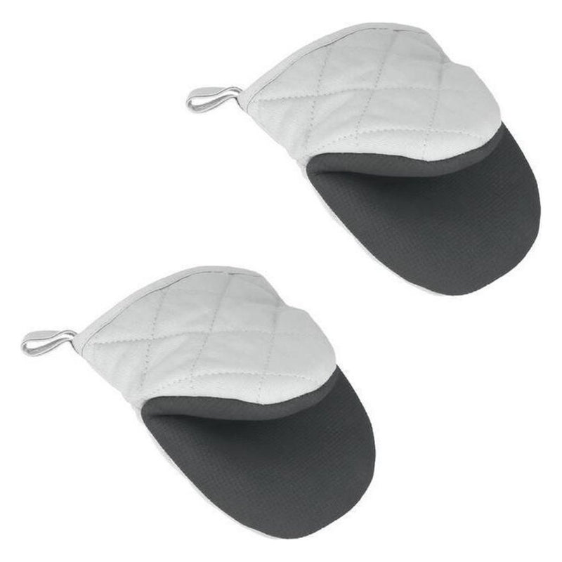 Load image into Gallery viewer, Metaltex katoenen ovenhandschoenen 14x14 cm grijs wit 2 stuks