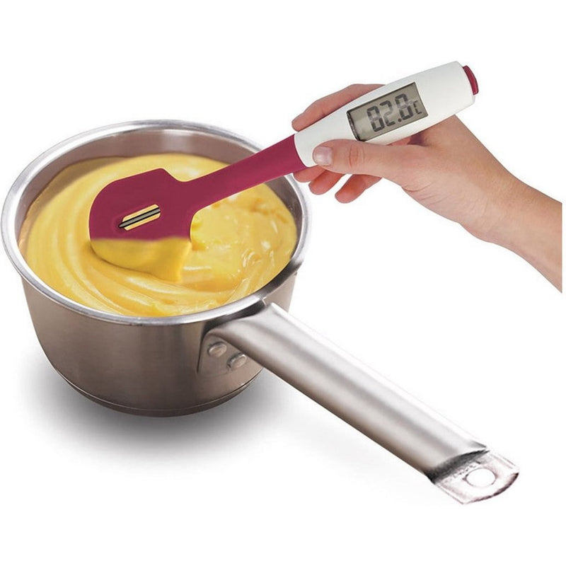 Load image into Gallery viewer, Metaltex dolceforno spatel met kookthermometer siliconen paars wit