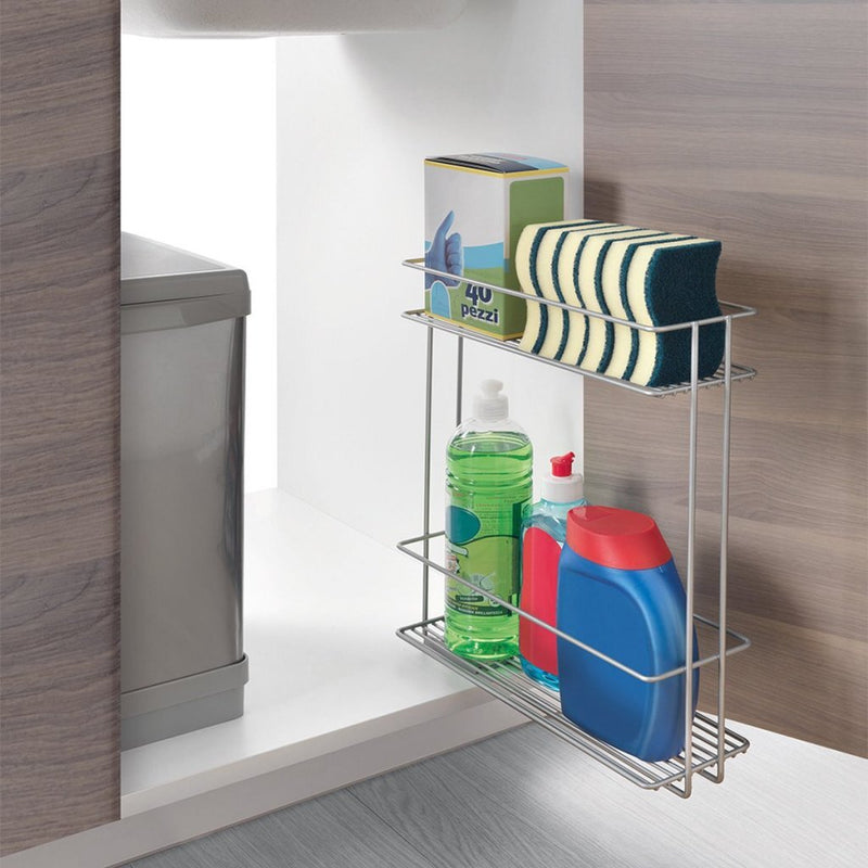 Load image into Gallery viewer, Metaltex space saver smart kitchen uitschuifbaar gootsteenkastrekje 11x38x34 cm zilver