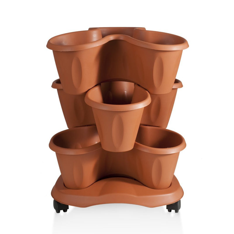Afbeelding laden in galerijviewer, Bama trifoglio plantenbak met wieltjes 40x51 cm terracotta