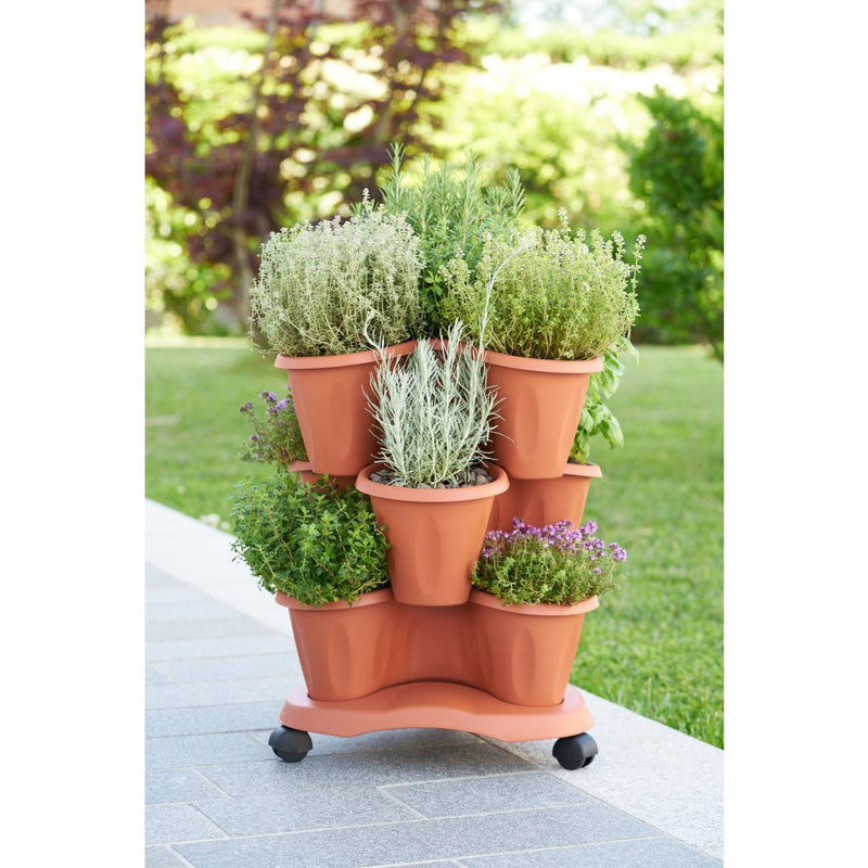 Afbeelding laden in galerijviewer, Bama trifoglio plantenbak met wieltjes 40x51 cm terracotta