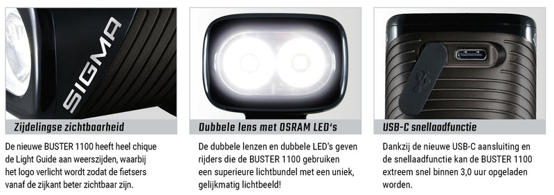 Load image into Gallery viewer, Sigma koplamp Buster 1100 LED schroefhouder -Li-ion accu USB