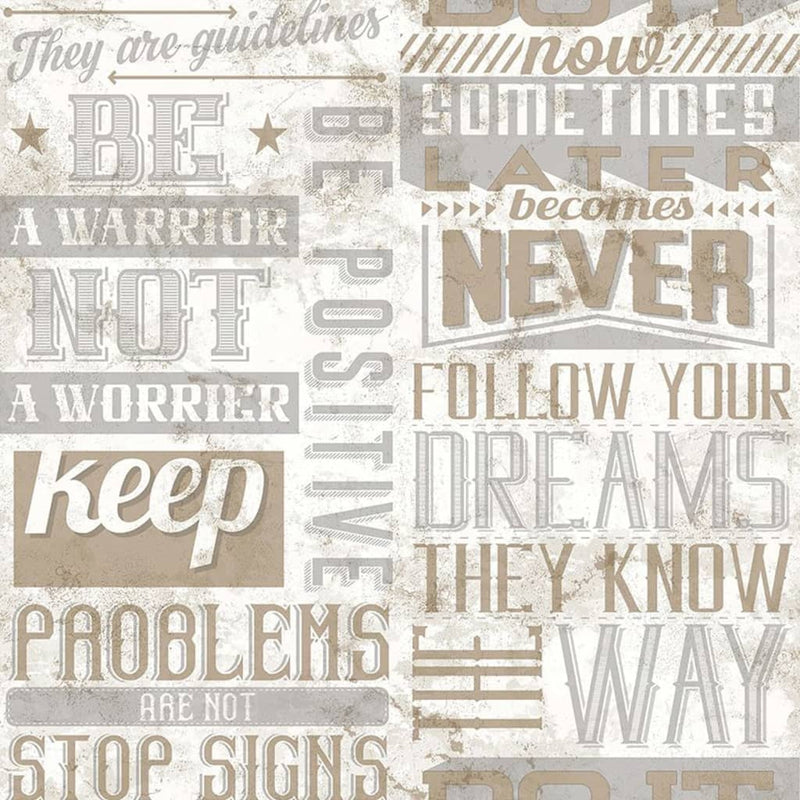 Load image into Gallery viewer, Noordwand behang friends coffee words and letters metallic en beige