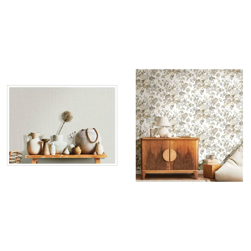 Load image into Gallery viewer, Noordwand behang blooming garden 6 big flowers beige en blauw