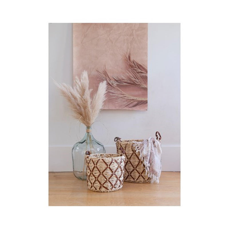 Load image into Gallery viewer, Decoris wanddoek met ophangogen 90x120cm fotoprint met palmblad 2 stuks