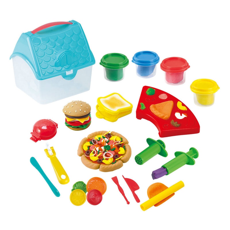Load image into Gallery viewer, Playgo hamburger en sandwich kleiset in opbergdoos - 4 kleipotjes