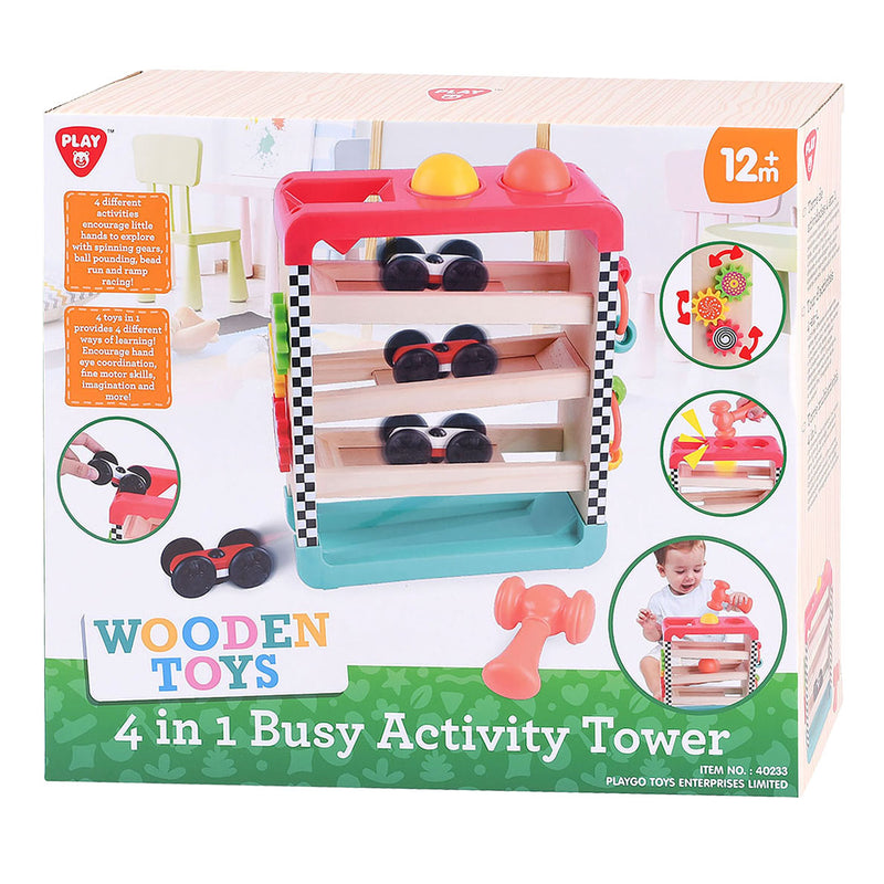 Load image into Gallery viewer, Playgo 4in1 houten activiteiten speeltoren