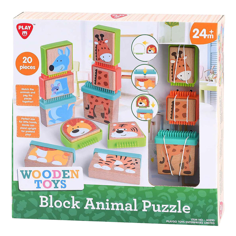 Load image into Gallery viewer, Playgo play houten blokpuzzel dieren - educatief speelgoed 20-delig.
