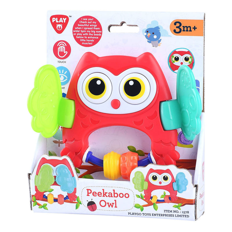 Load image into Gallery viewer, Playgo peekaboo uil rammelaar rood
