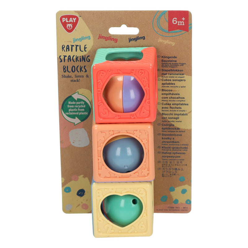 Load image into Gallery viewer, Playgo stapelblokken met rammelaar - 3dlg.