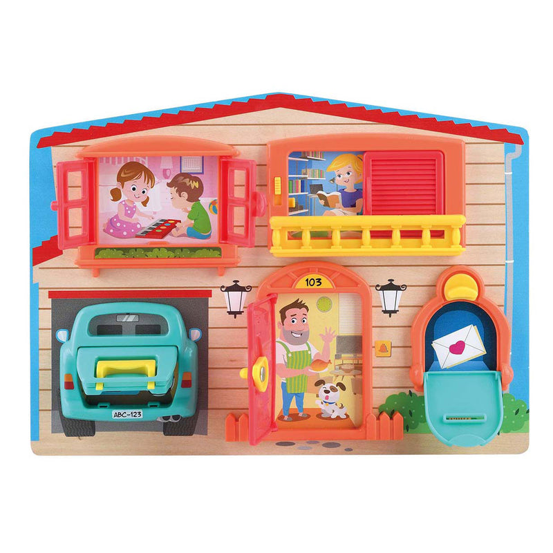 Load image into Gallery viewer, Playgo ontgrendel en ontdek speelbord hout huis