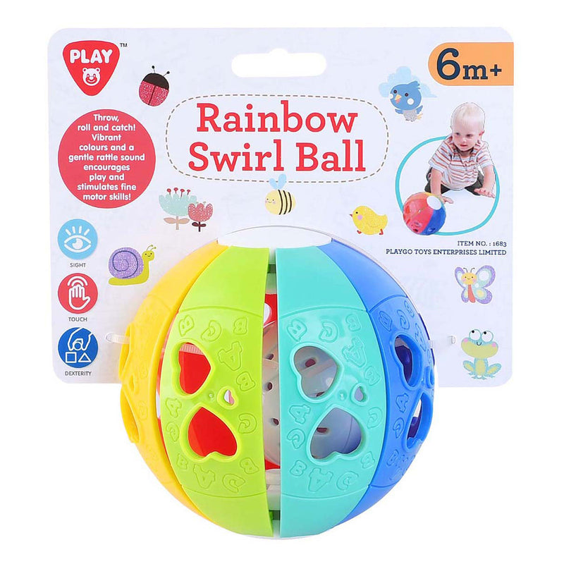Load image into Gallery viewer, Playgo regenboog dwarrel bal met ratel geluid