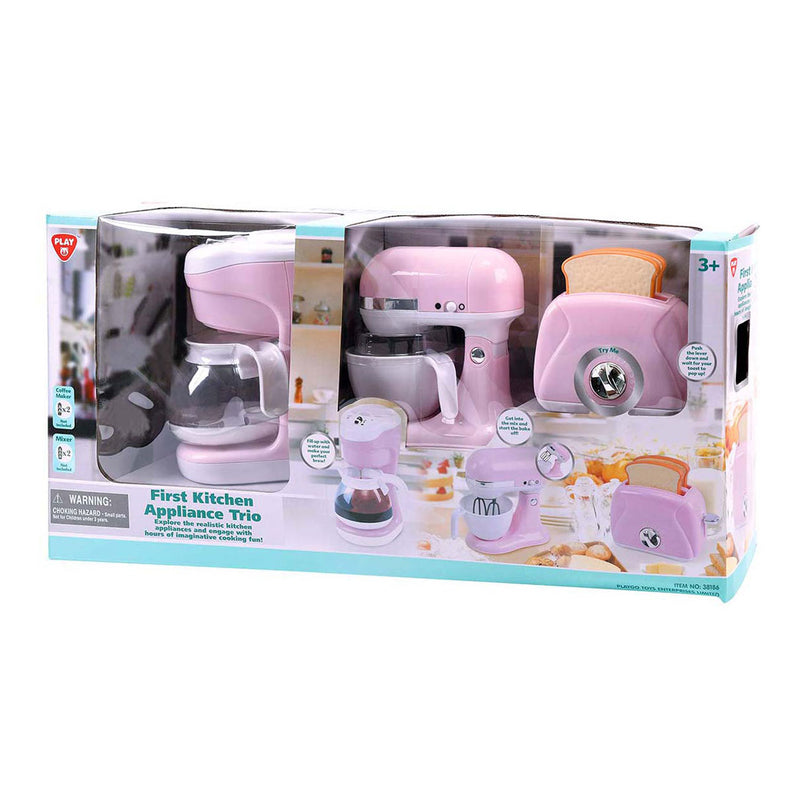 Load image into Gallery viewer, Playgo keukenmixer - koffiezetapparaat en broodrooster roze - 7dlg.