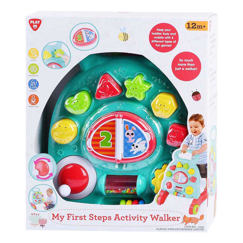 Load image into Gallery viewer, Playgo activiteiten loopwagen kunststof met leerzaam paneel speelgoed.