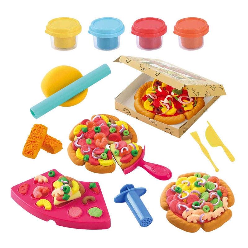 Load image into Gallery viewer, Playgo pizza kleiset speelgoed - 4 kleipotjes creatief spelen.