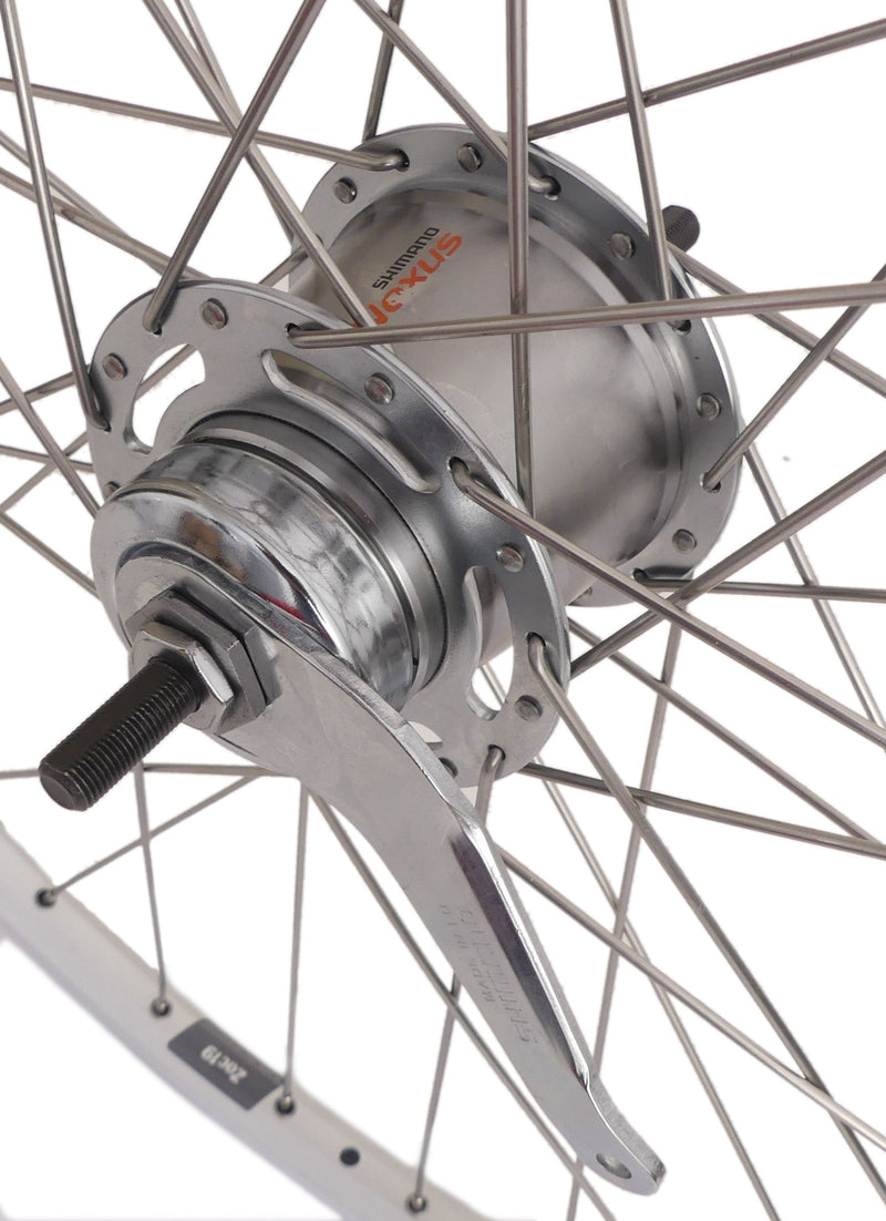 Load image into Gallery viewer, Shimano Achterwiel 28 622 x 19C ZAC19 velg met Nexus 7 remnaaf zilver