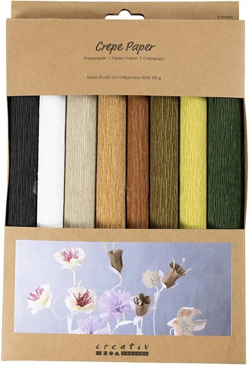 Load image into Gallery viewer, Creativ company https: www.cchobby.nl crepepapier-vel-25x60-cm-crepe-verhouding-180-105-gr-naturel-8-vel-1-doos