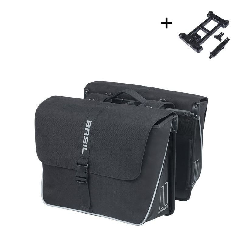 Load image into Gallery viewer, Basil dubble fietstas forte mik 35 liter 15 x 38 x 30 cm - zwart