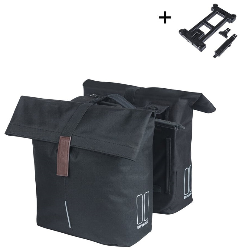 Load image into Gallery viewer, Basil dubbele fietstas city mik 28-32 liter - zwart