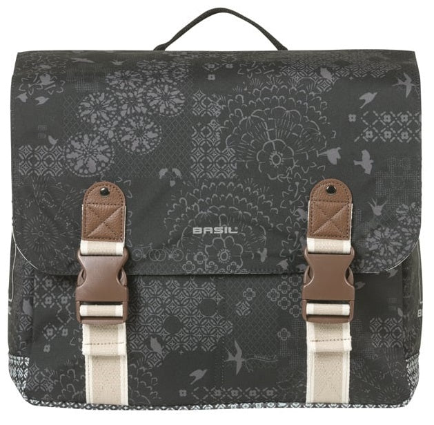 Load image into Gallery viewer, Basil dubbele fietstas bohème mik 35 liter - zwart charcoal