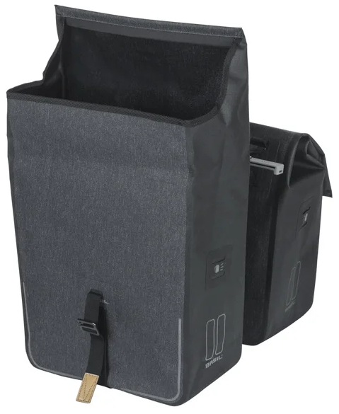 Load image into Gallery viewer, Basil dubbele fietstas urban dry mik 50 liter - charcoal